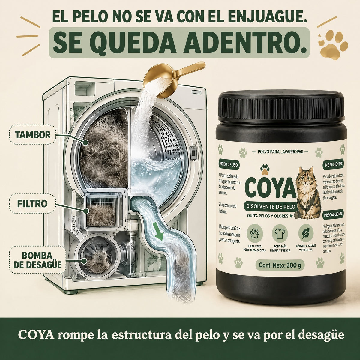 Disolvente de Pelo COYA 6 en 1: el pelo se va con el lavado