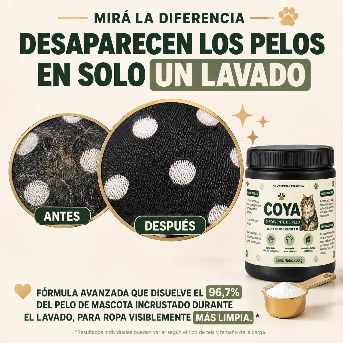 Disolvente de Pelo COYA 6 en 1: el pelo se va con el lavado